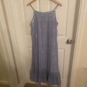 Mud Pie Blue and White Stripe Adora Flounce Dress